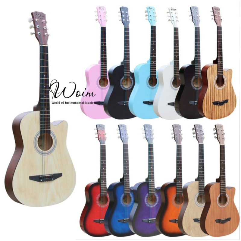 ✜✑  Đàn Guitar Acoustic Gỗ Chính Hãng Woim Nhiều Màu Đủ Phụ Kiện 38-40 inch
