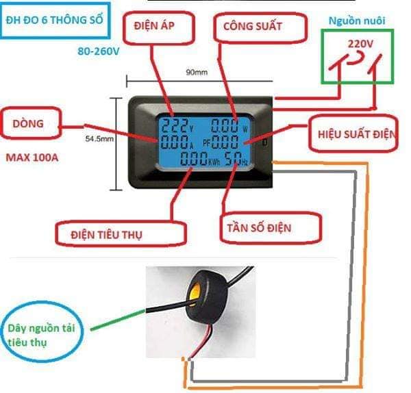 đồng hồ điện tử 6 thông số