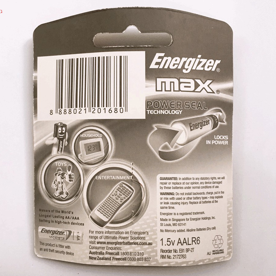 1 vỉ pin AA Energizer Alkaline chính hãng (1 vỉ 2 viên)