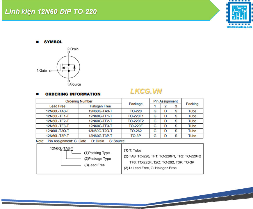 Linh kiện 12N60 DIP TO-220