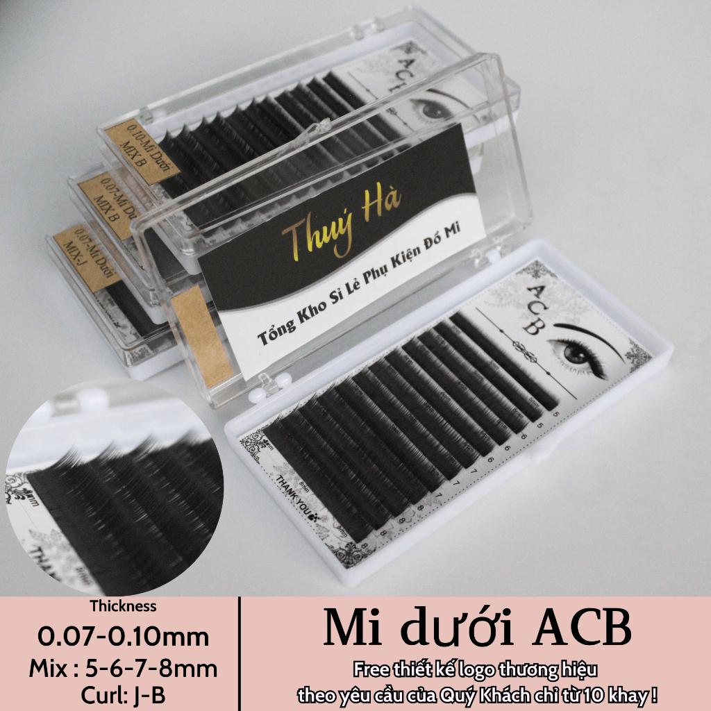 Mi dưới mix size 5-6-7-8mm cong J_B \ dày 0.07-0.10_nối tự nhiên,bắt keo tốt_dụng cụ nối mi_Thúy Hà