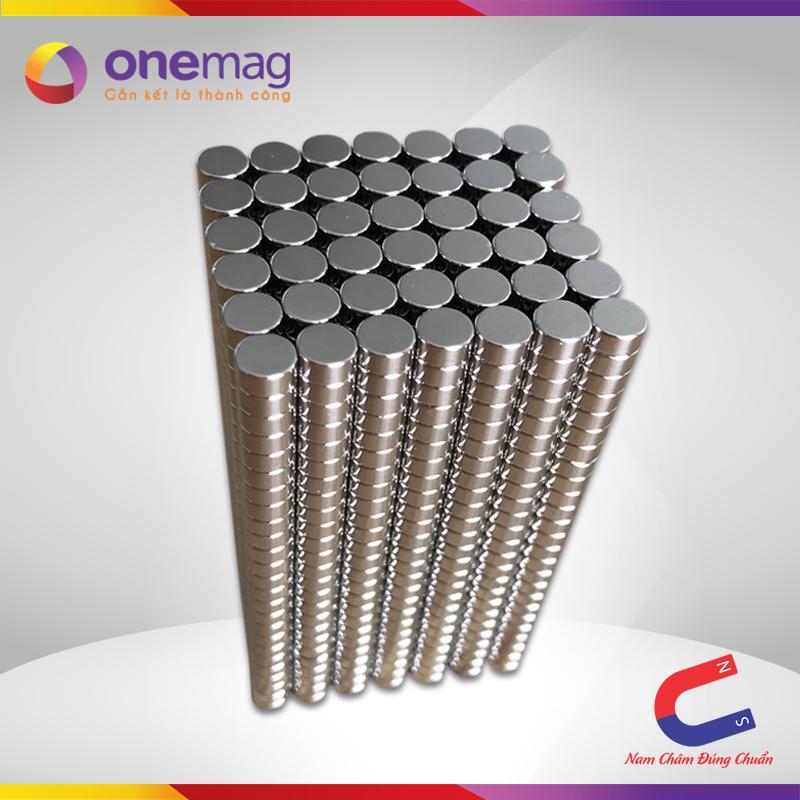 Bộ 100 viên nam châm đất hiếm 6x3mm mạ Niken (từ tính cực mạnh)
