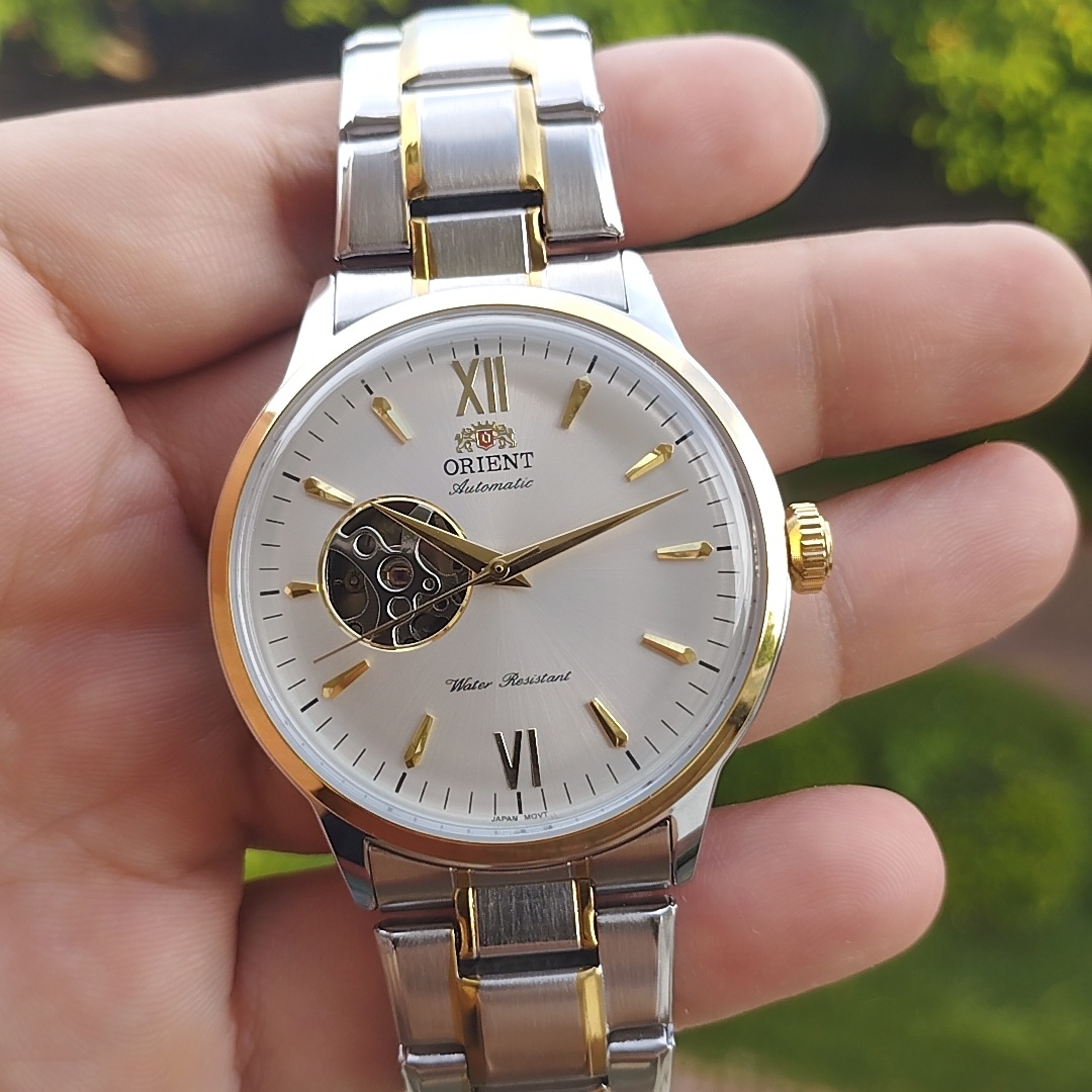 Đồng hồ cơ nam automatic Orient lộ cơ dây thép máy Nhật