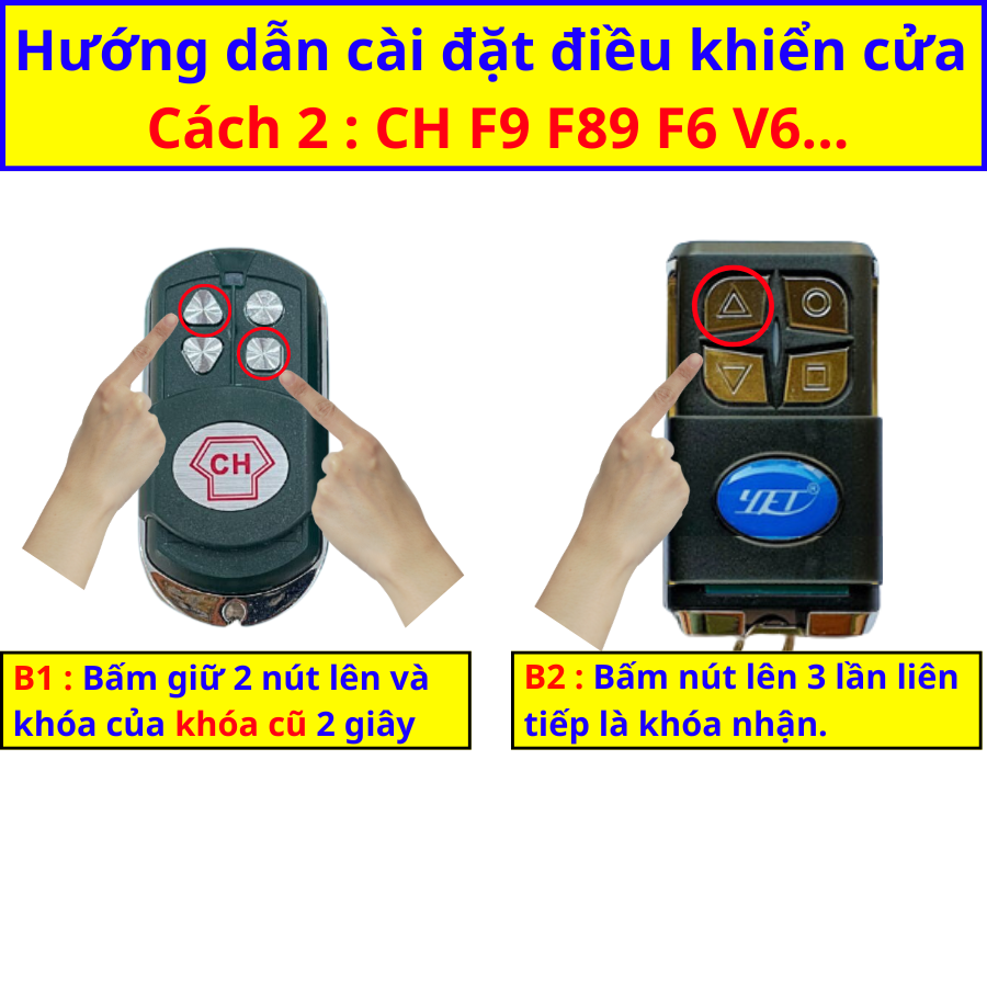 Chìa khóa Remote cửa cuốn CH F9 S89 F6 V6 học thông minh