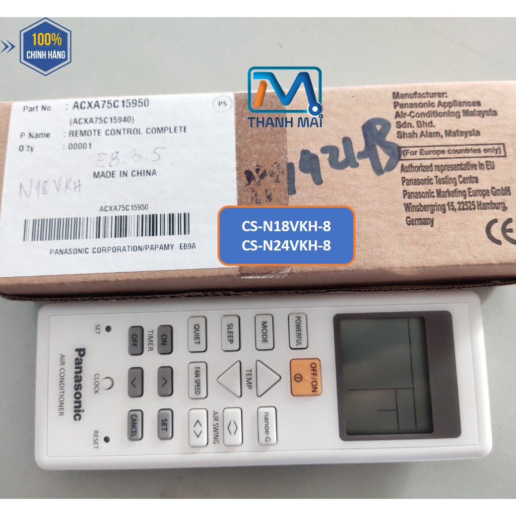 [REMOTE CHÍNH HÃNG] Điều Khiển Máy lạnh Panasonic CS-N18VKH-8//N24VKH-8