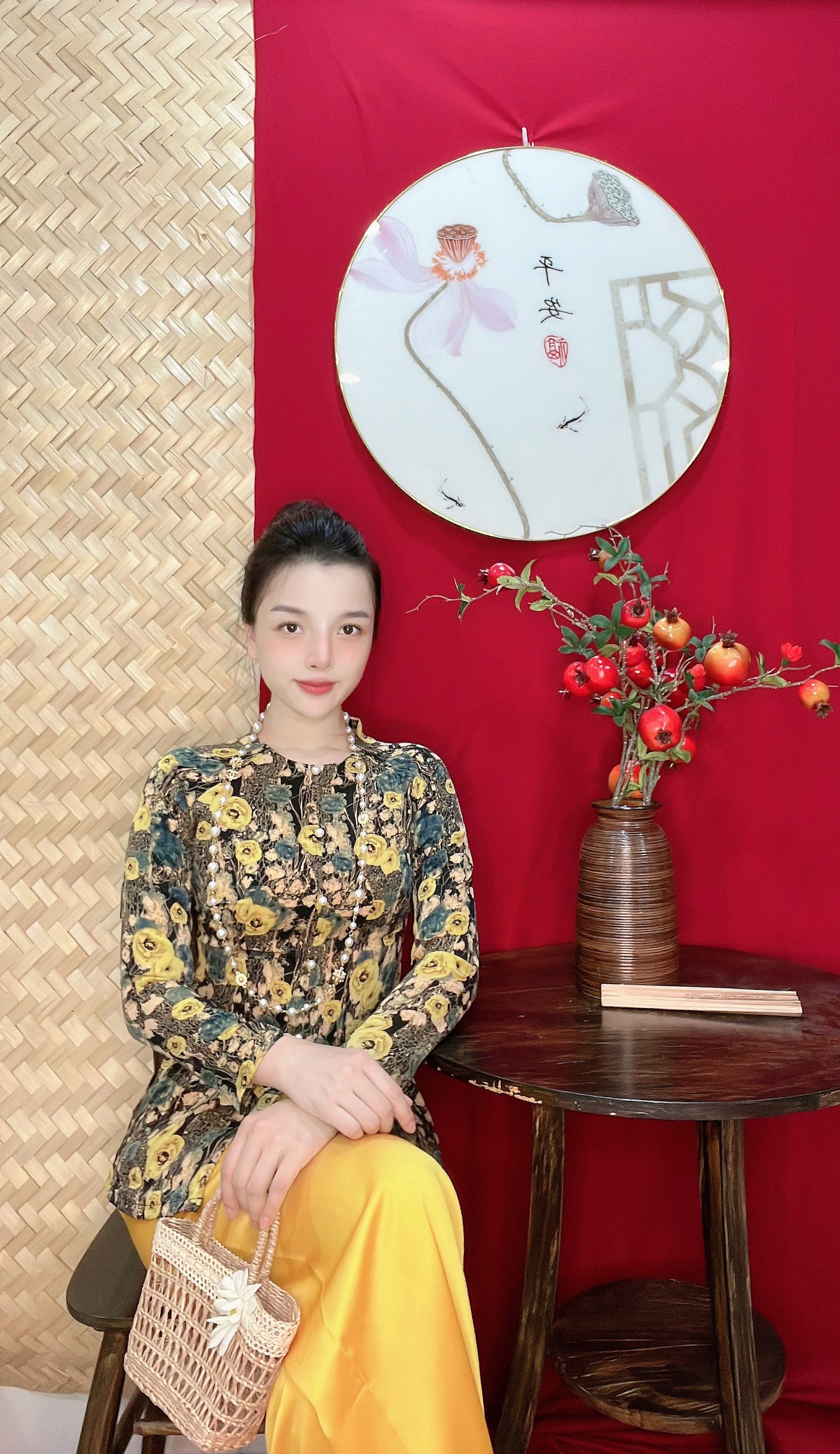 BỘ BÀ BA VẢI LỤA HỌA TIẾT VÀ CHẤM BI MẪU 2