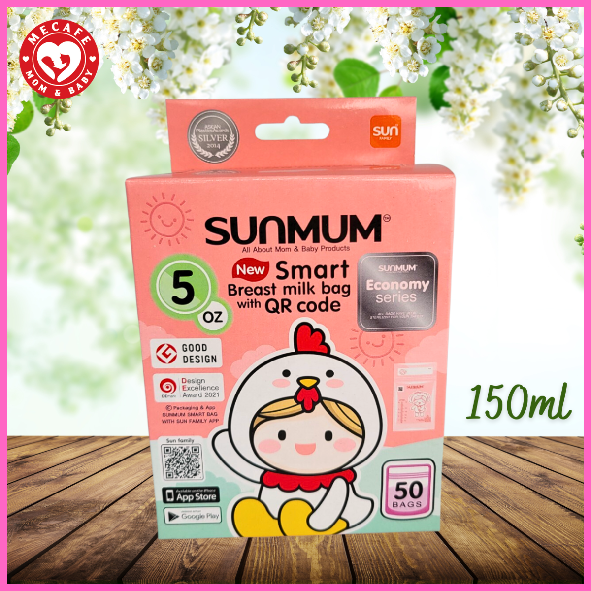 [Mẫu mới 150ml] Túi trữ sữa (đựng sữa) Sunmum 150ml Thái Lan