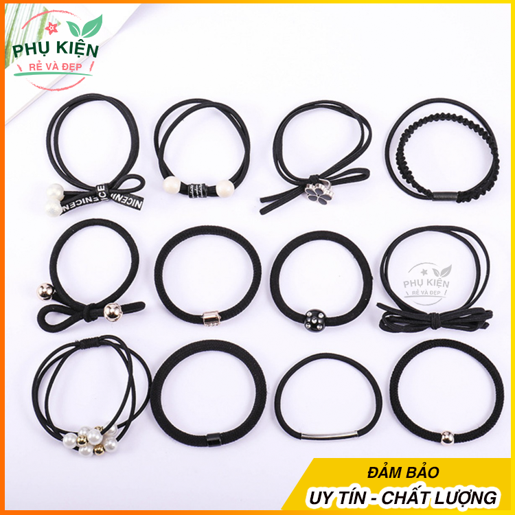 Bộ 12 thun cột tóc Hàn Quốc dễ thương - Gồm hộp