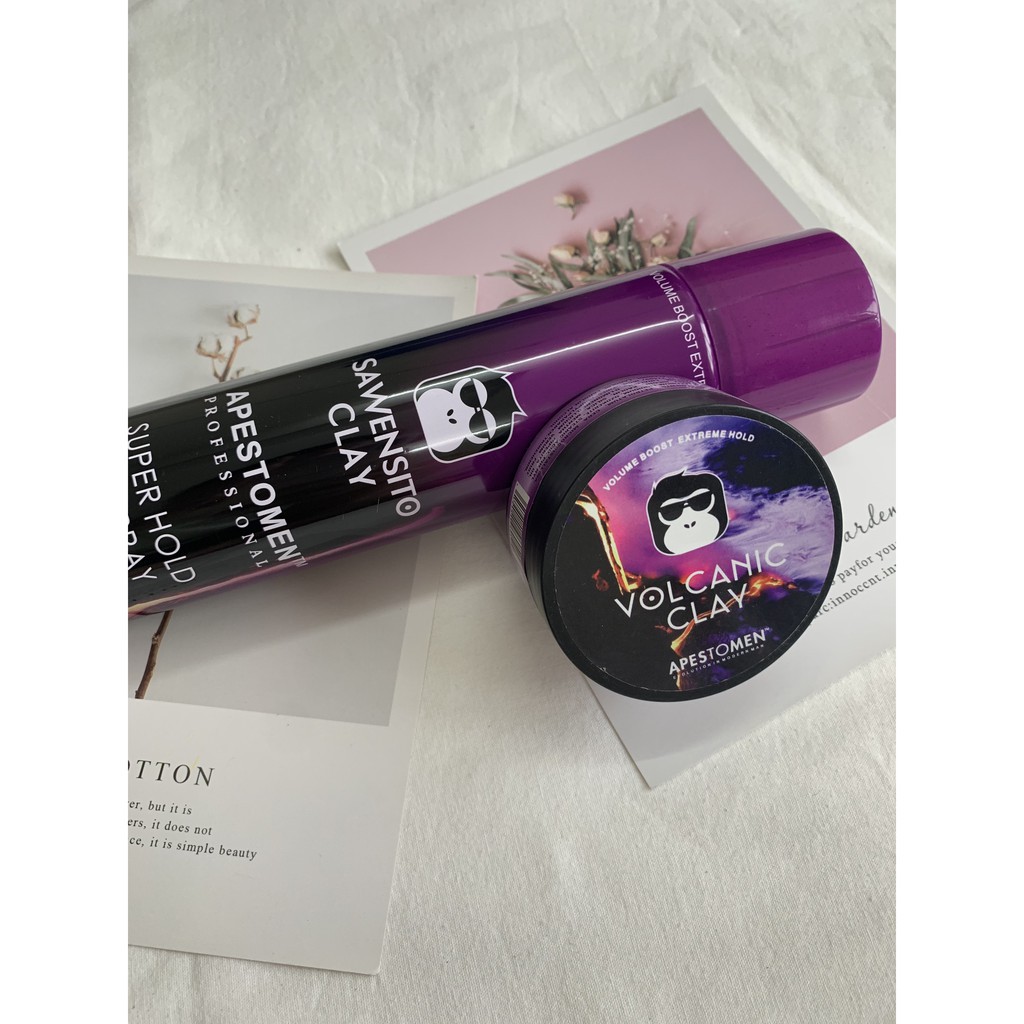 Combo gôm xịt tóc Volcanic + sáp vuốt tóc Volcanic Clay tạo kiểu giữ nếp chính hãng