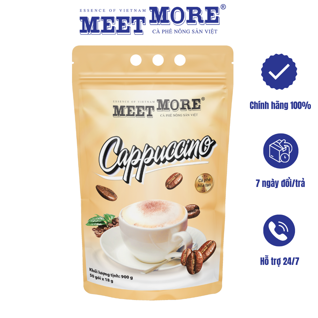 Cappuccino Meet More Instant Coffee Bag (50 Packs/18Gram) - Traditional Coffee