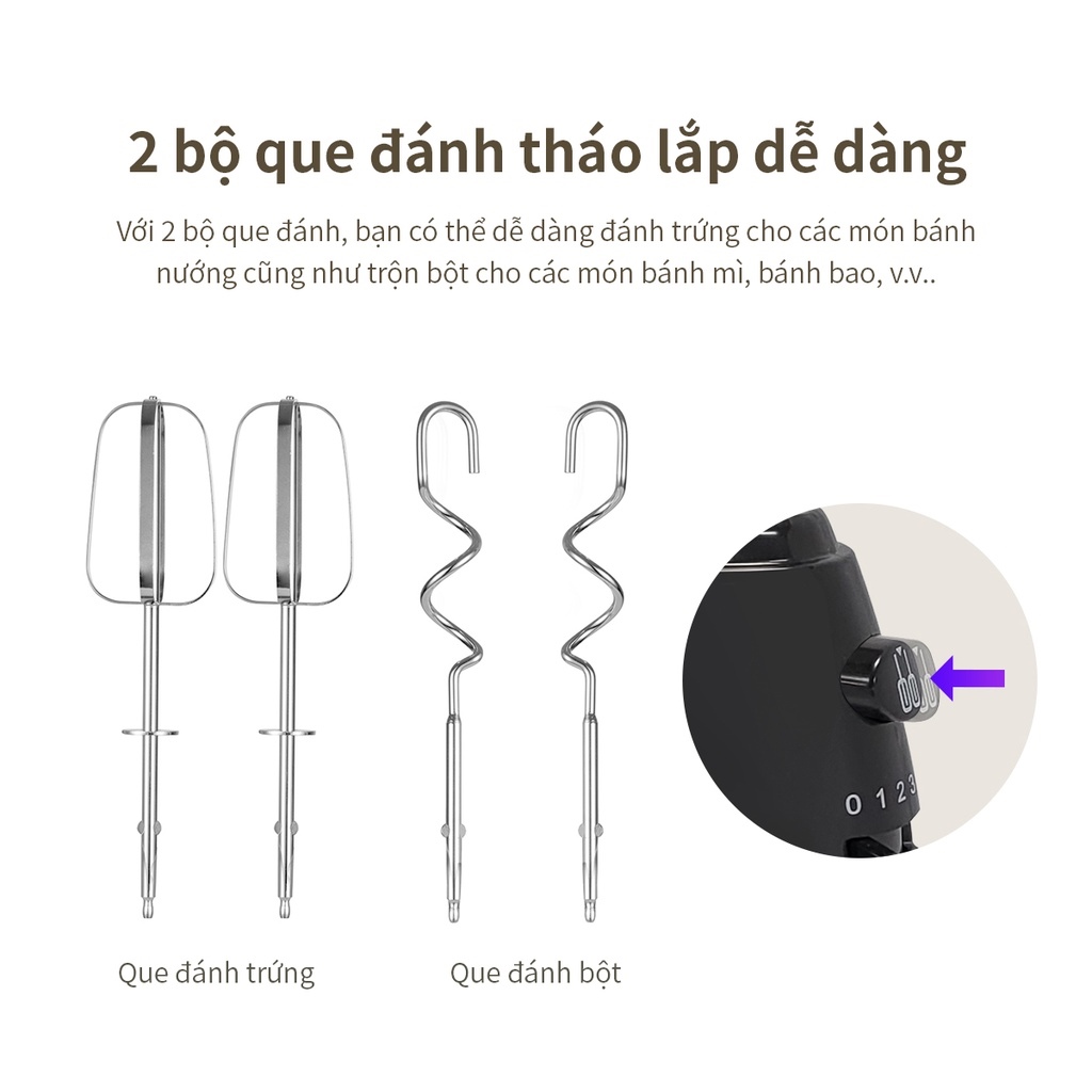Máy đánh trứng Lock Lock Hand Mixer - màu xám đậm EJM501DGRY