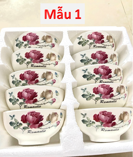Bộ 10 chén ăn cơm , nước chấm kích thước 11cm tráng men cao cấp- bát ăn cơm - chén ăn cơm - chén sứ - bộ 10 chén - shop minh ấn