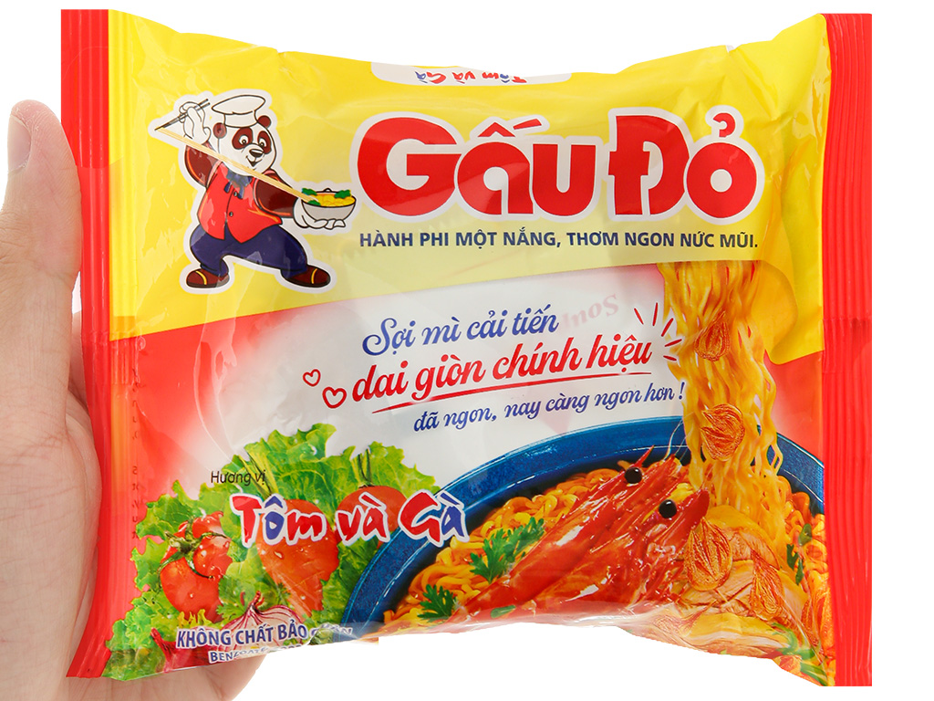 Mì Gấu Đỏ tôm và gà gói 63g