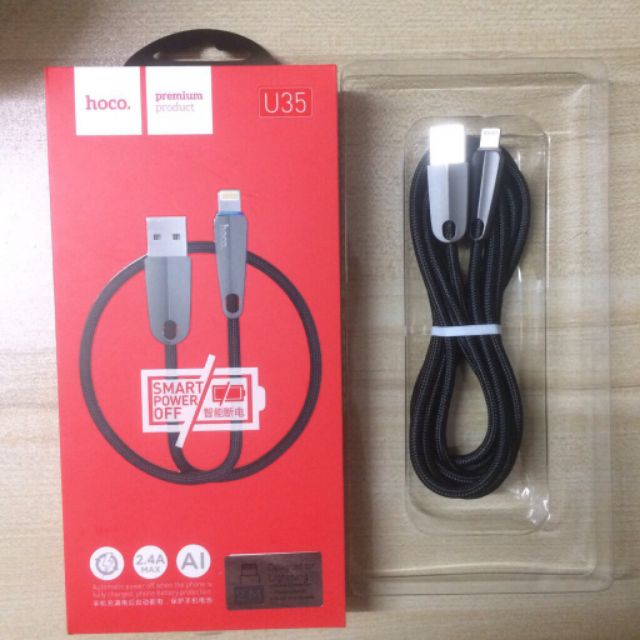 Cáp Sạc Dây Dù Hoco U35 Tự Ngắt Cho Iphone