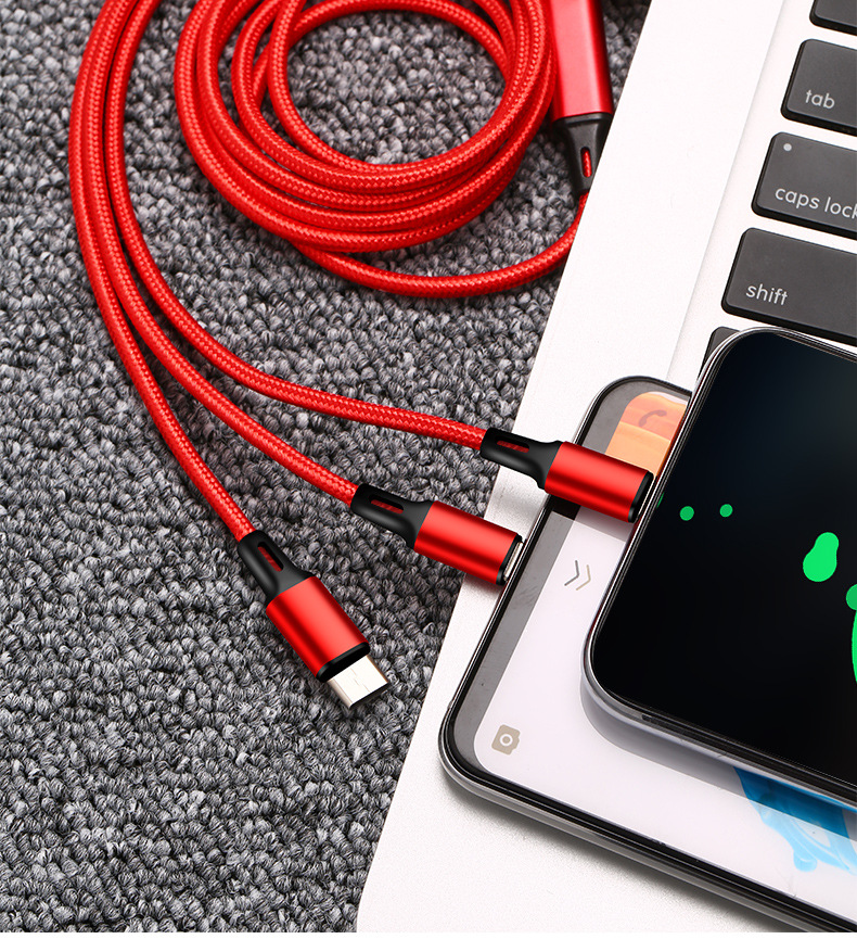 Dây sạc 3 trong 1 đa năng (microUSB - Lightning và Type-C) dây dù