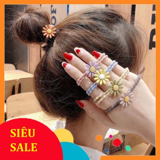 Dây chun cột tóc hình hoa cúc Hàn Quốc xinh xắn (màu ngẫu nhiên)