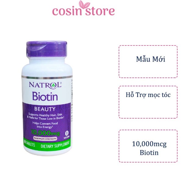 Viên uống Natrol Biotin Beauty Maximum Strength 10,000mcg 100 viên hỗ trợ tóc móng da khỏe biotin 10000 - Cosin Store