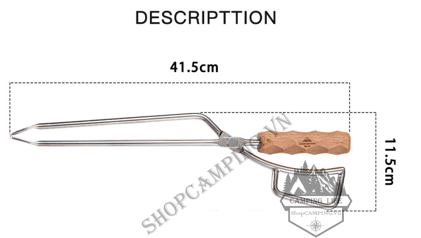 Kẹp gắp than, củi Inox Campingmoon MS-42