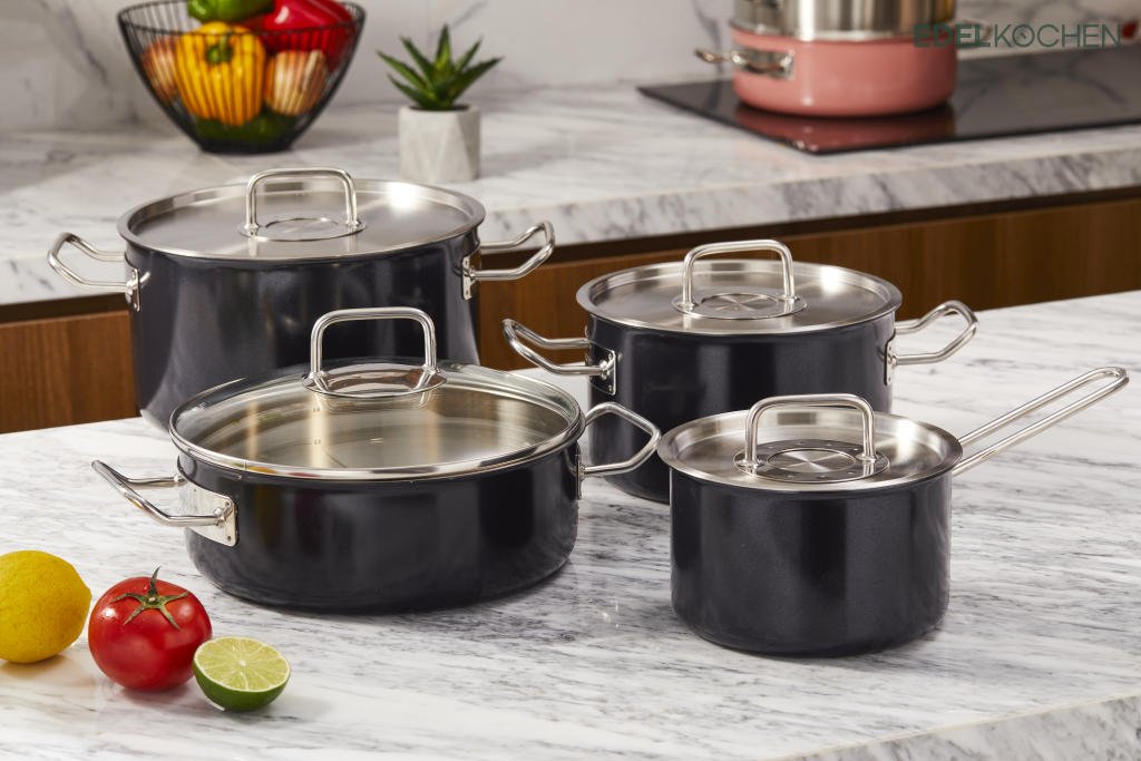 [HCM]Nồi Edelkochen Solid đen 24 cm thấp
