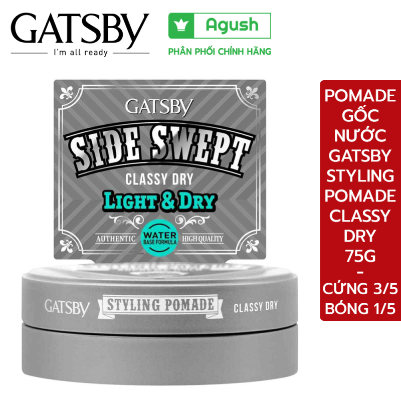Pomade gốc nước Gatsby Styling Pomade Class Dry 75g ít bóng cứng vừa vuốt tóc khô giữ nếp dễ dàng rửa sạch tái tạo kiểu tóc - Agush shop