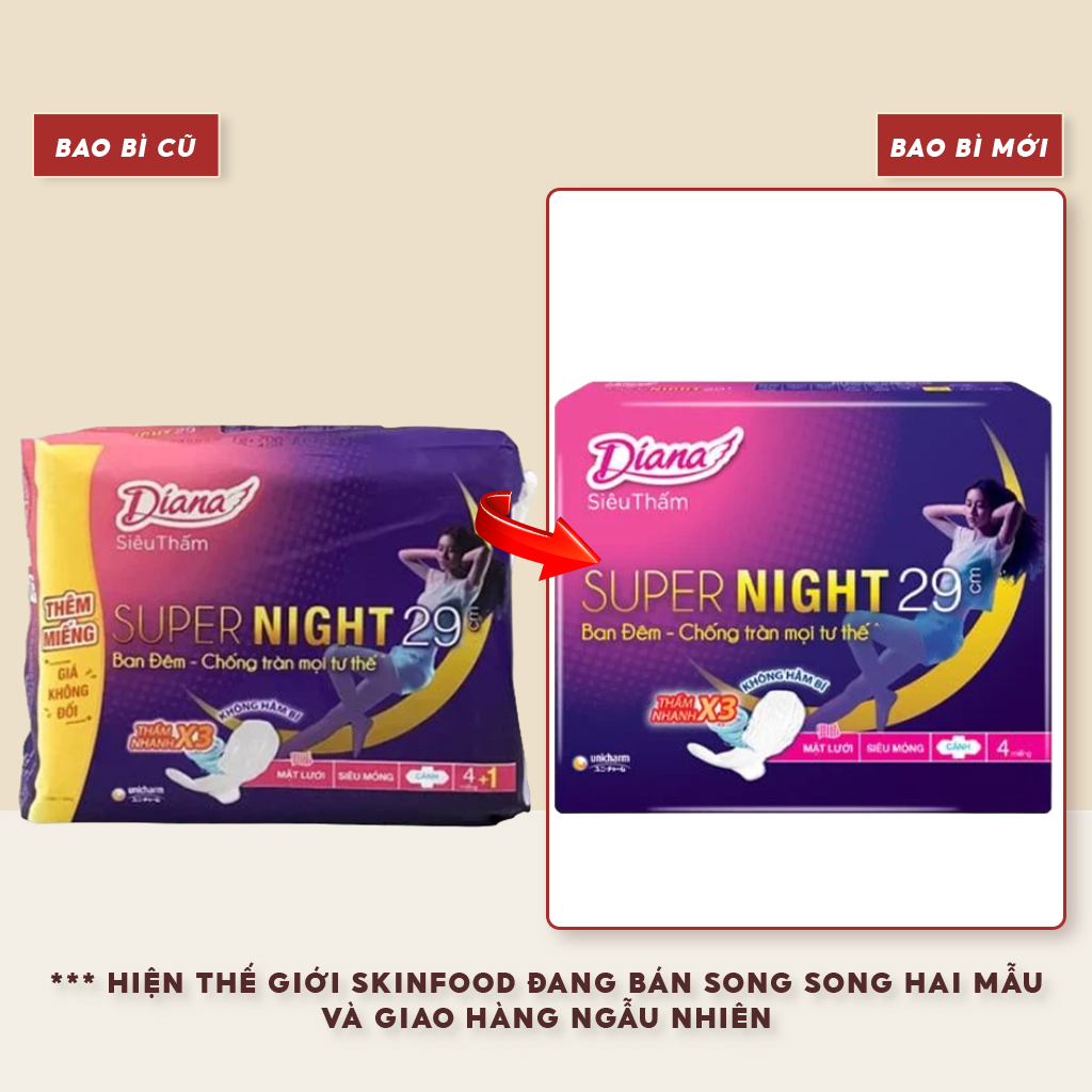 Băng Vệ Sinh Diana Siêu Thấm Supernight 29cm - 4 Miếng (Che tên sản phẩm khi giao hàng)