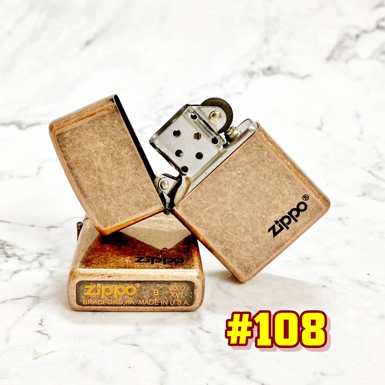 Bật lửa Zippo Vàng cổ trơn bóng(Xài xăng) Mốc đáy đời la mã 2000