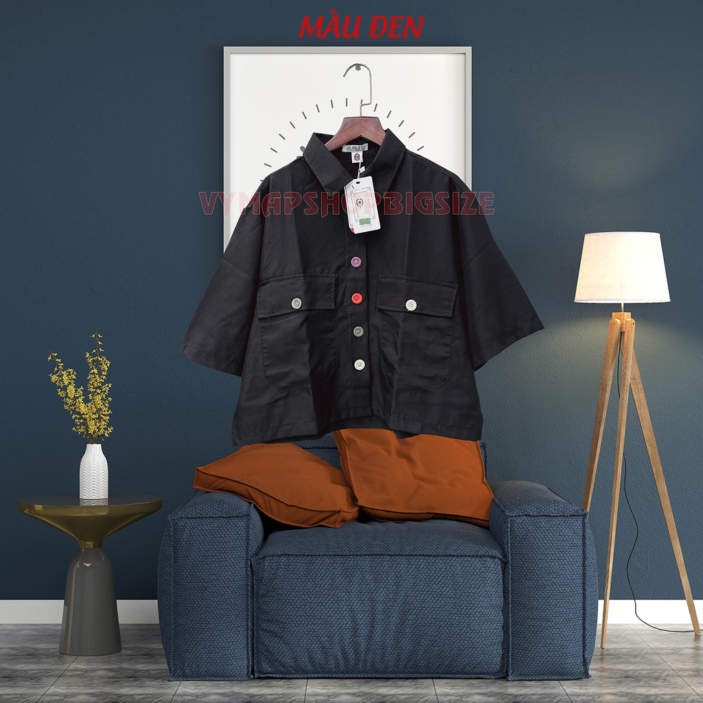 [HCM]áo sơ mi croptop ullzang tay lỡ bigsize 4 màu ( đủ size 50-100kg)