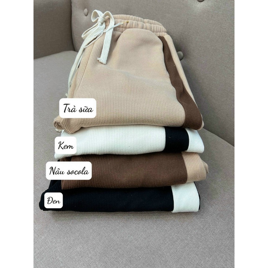 Quần jogger nhung phối màu