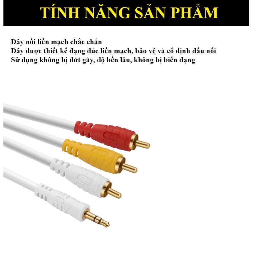 Dây AV 1 đầu 3.5mm ra 3 đầu bông sen ( JSJ )