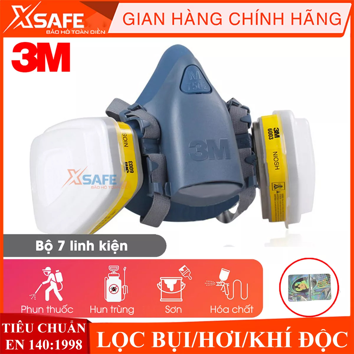 3M 7502 respirator, 7 PCs respirator breathing room, infusion room, dust-proof, anti-toxic spray painting. Screw, welded, NIOSH standard inorganic gas filter heat Fire mask