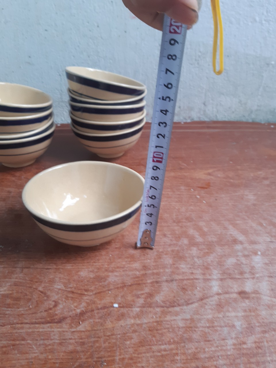 chén cơm viền xanh 10 cái ( sành thường)