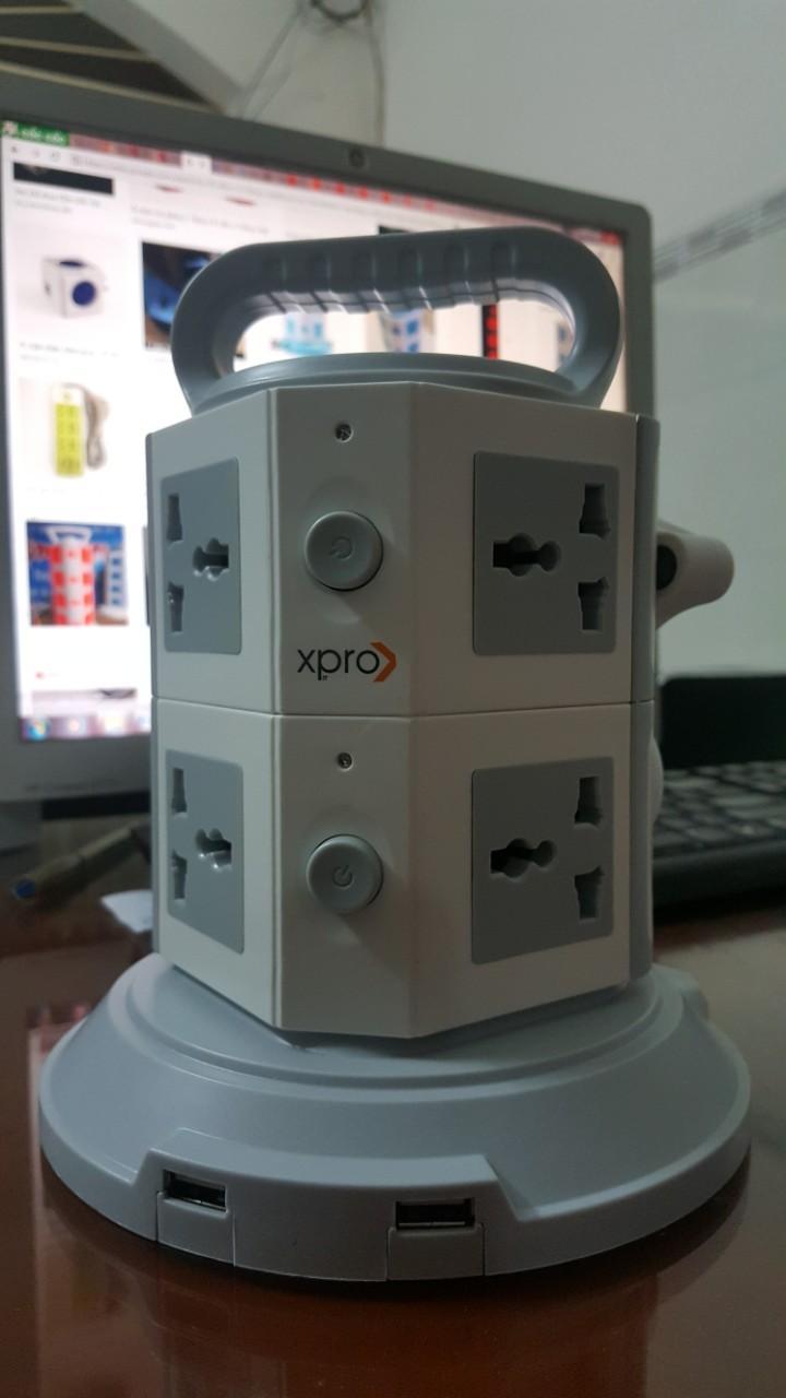 Ổ Điện Đa Năng 2 Tầng 8 ổ cắm 2 Cổng USB