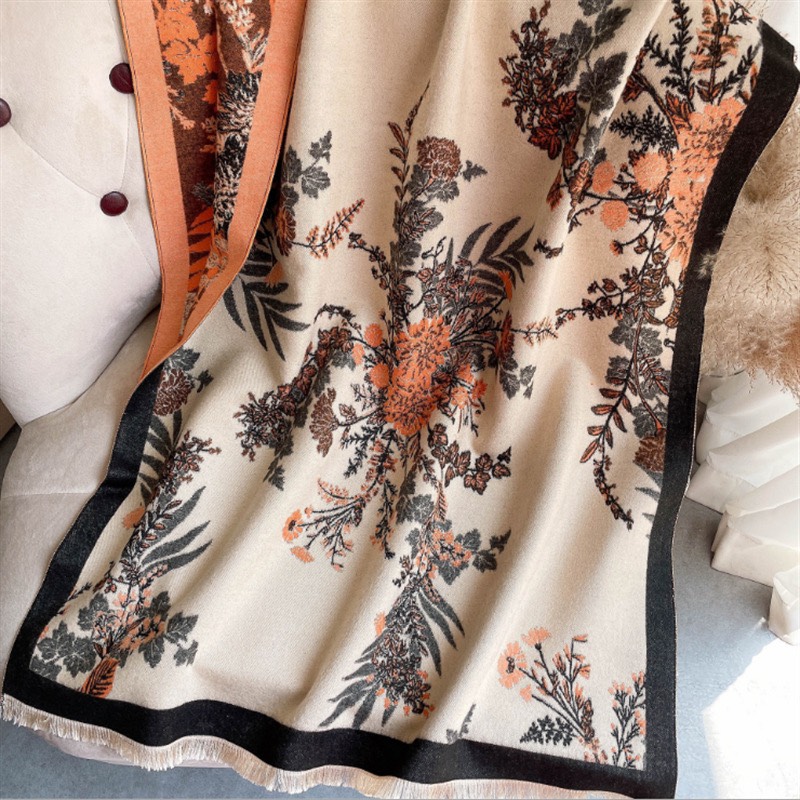 Khăn dạ cashmere hoa cao cấp  - Mẫu 2023