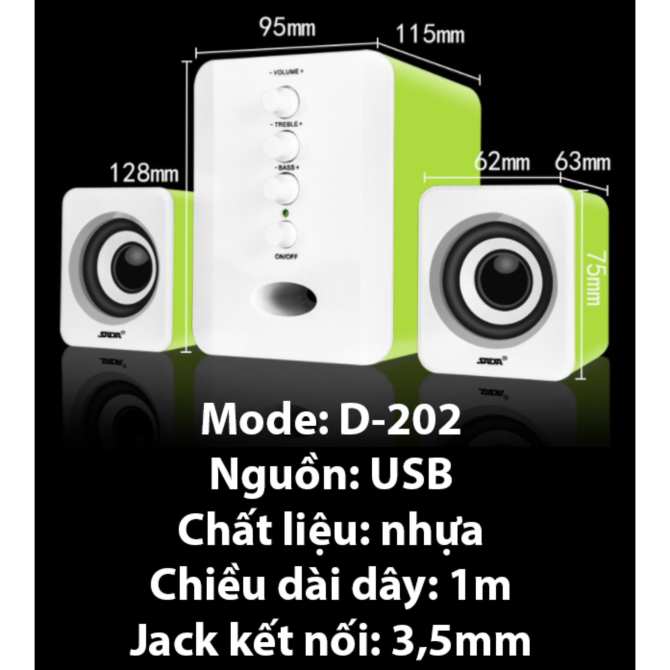 [Miễn phí ship] Bộ Loa Máy Tính USB SADA D-202 + Tặng Quà Guang