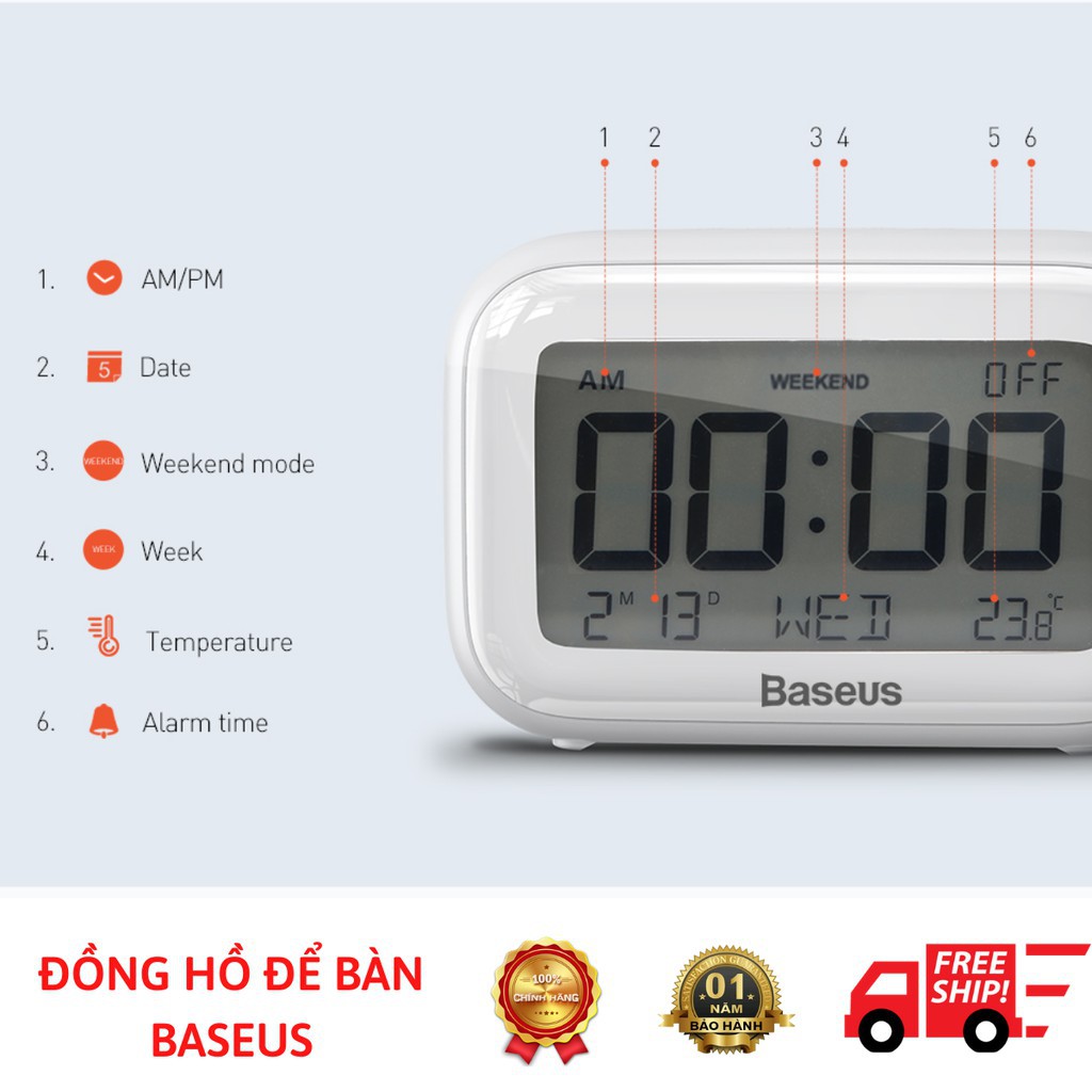 {HÀNG SIÊU HÓT}Đồng Hồ Báo Thức Thông Minh Baseus Subai