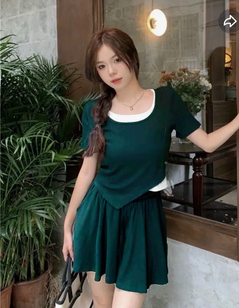 SÉT BỘ ĐÙI THUN GÂN TRƠN PHỐI MÀU DÁNG XÒE