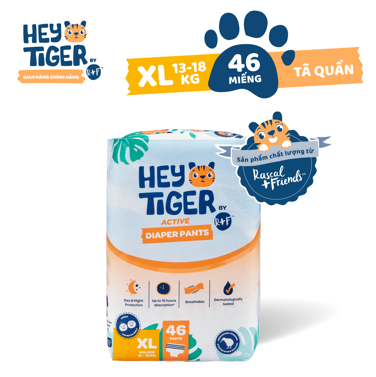 Tã/Bỉm Quần Hey Tiger Jumbo Size XL (13-18kg) - 46 miếng
