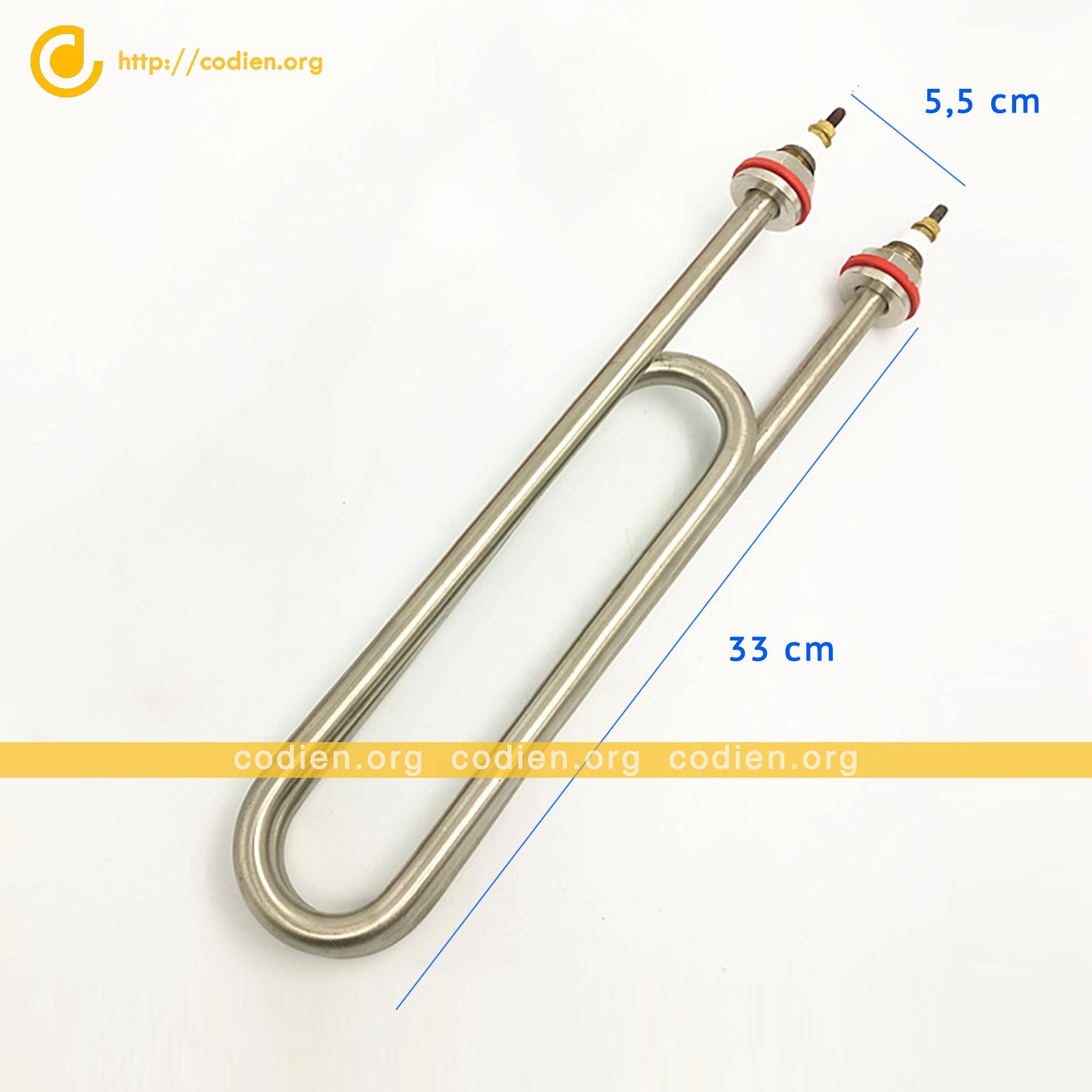 Điện trở đun nước U kép dài 33cm công suất 5KW, 6KW, 7KW, 9KW, điện áp 220V/380V