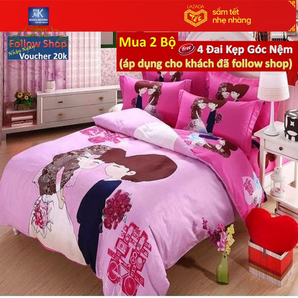 (FreeShip MAX) Bộ drap bọc cô dâu (Hồng)