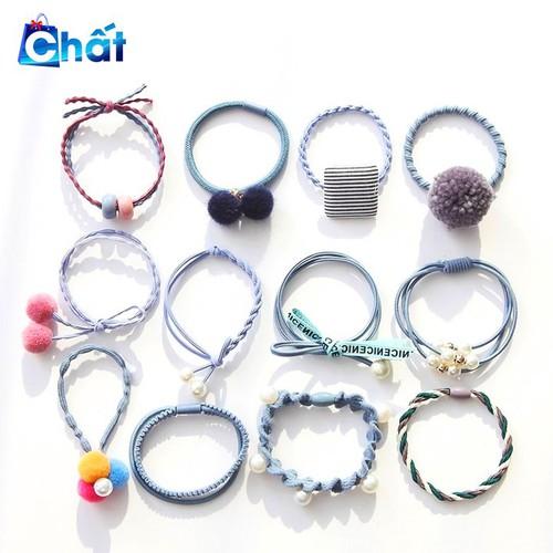 Hộp 12 dây cột tóc Hàn Quốc siêu đẹp siêu bền - Đủ màu