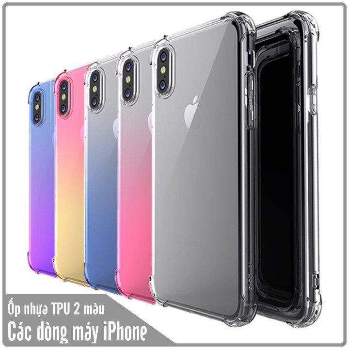[5 MÀU] Ốp lưng cho các dòng máy Apple iPhone 7 Plus / 8 Plus / X / Xs / Xs Max nhựa TPU dẻo 2 màu