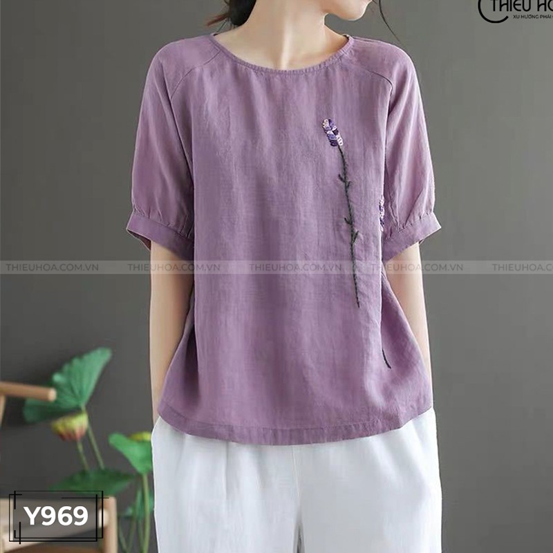 Áo Kiểu Trung Niên Nữ Thiều Hoa thiết kế đơn giản sang trọng chất vải thoáng mát Y969