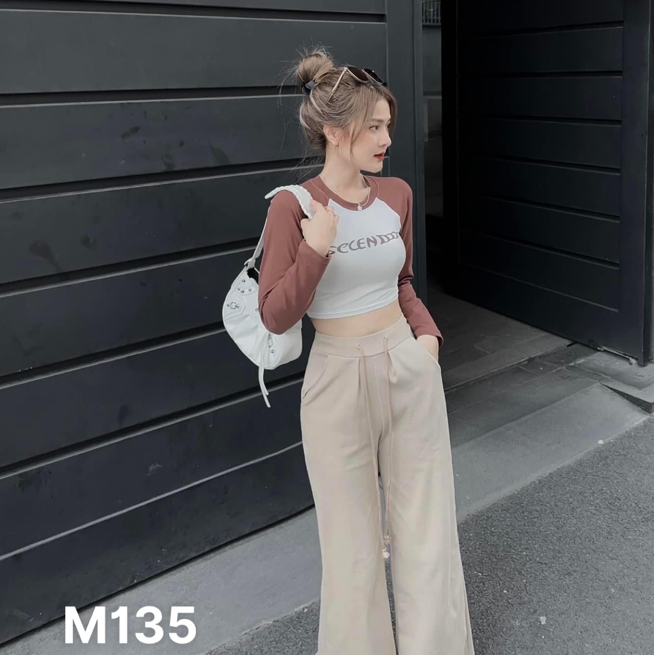 Set áo thun gân phối quần dài vải for M135