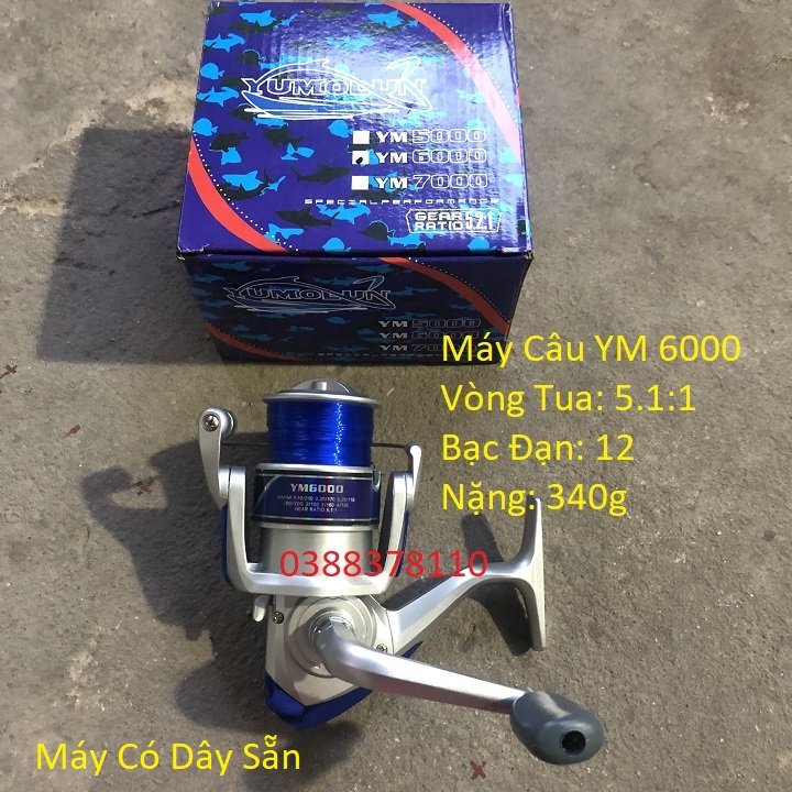 Máy câu cá ym 6000, máy câu có dây sẵn, máy câu lure, máy câu cá 6000