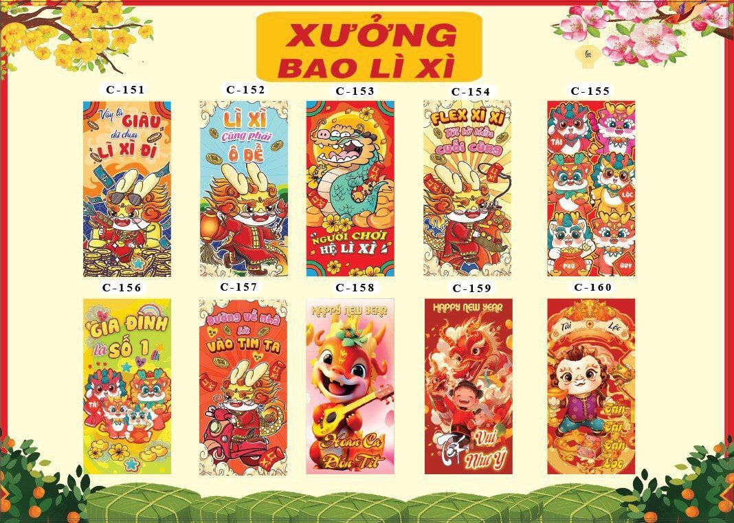 Combo 100 bao lì xì tết 2024 mẫu mới siêu đẹp