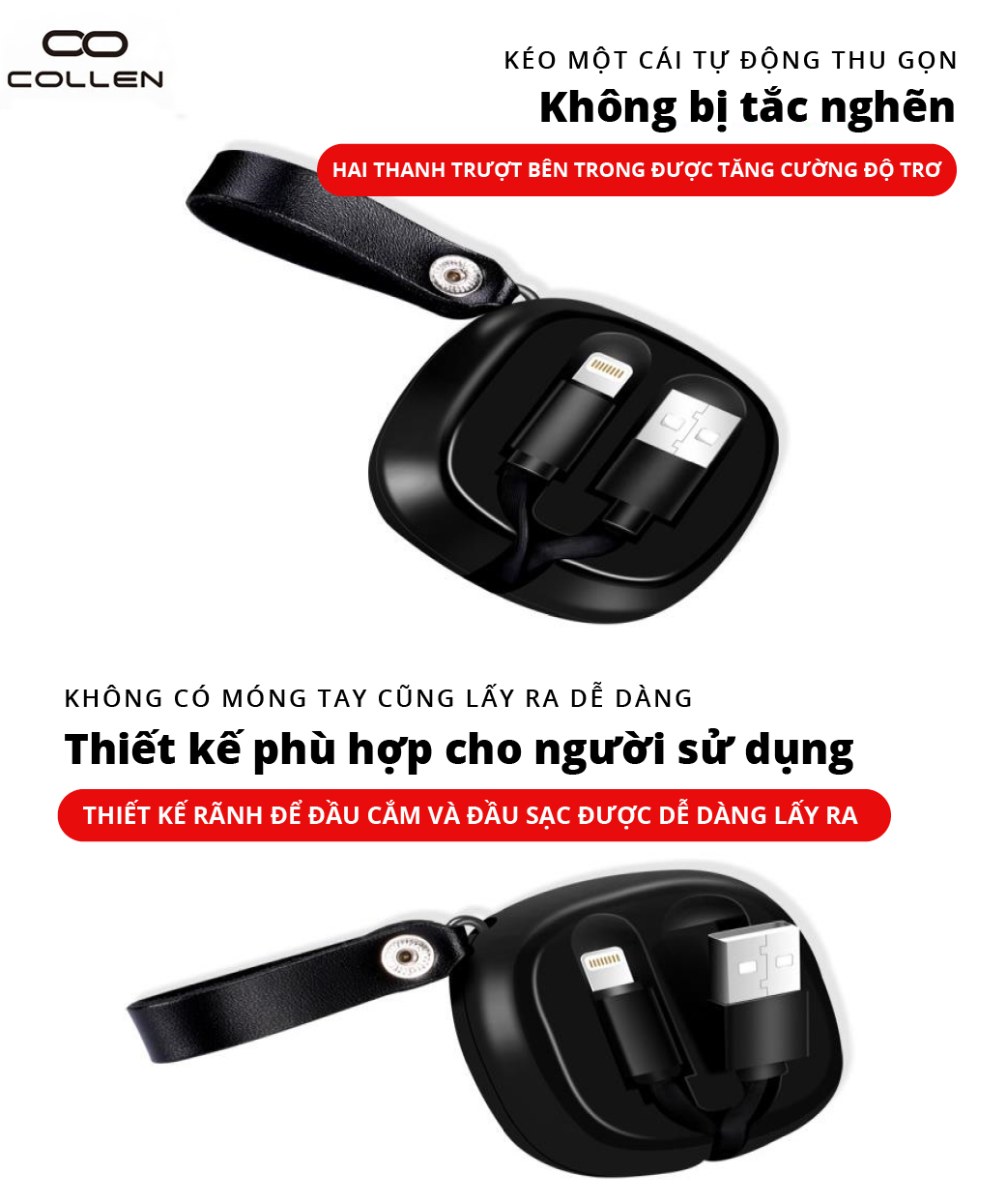 Cáp sạc iphone dạng rút gọn