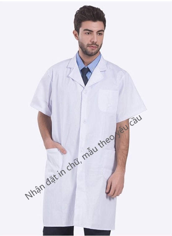 Áo blouse nữ tay cộc dáng dài cao cấp [áo blue bác sĩ, dược sĩ, phòng thí nghiệm, thẩm mỹ viện...]