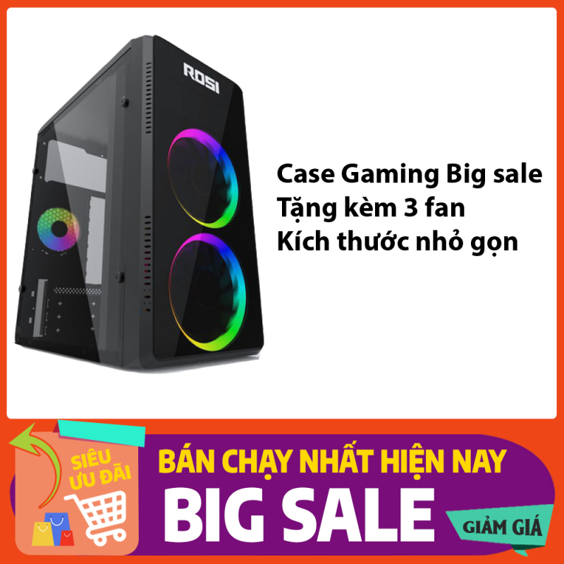 [Siêu sale giá gốc] Case PC Gaming rẻ gọn đẹp sẵn 3 fan LED RGB nhiều màu