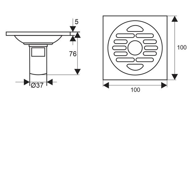 Phễu thoát sàn máy giặt chuyên dụng Zento TS106 (10x10cm)
