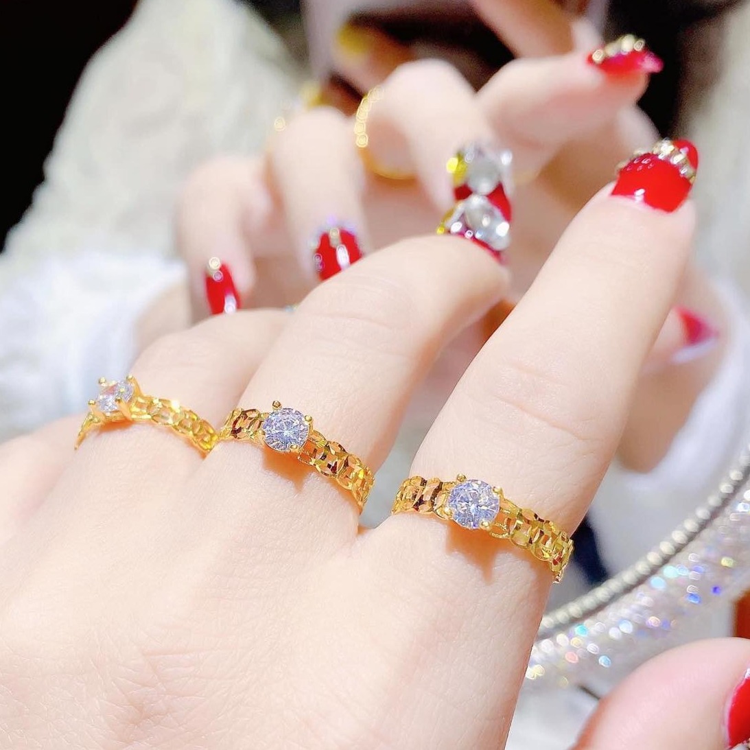 [HCM]Nhẫn kim tiền đính đá pha lê nữ nhẫn kim tiền mạ vàng thật cao cấp mang lại tài lộc may mắn bình an CAM KẾT KHÔNG ĐEN Trang Sức Gami N007 - đeo đi tiệc đi chơi siêu xinh xắn dễ thương